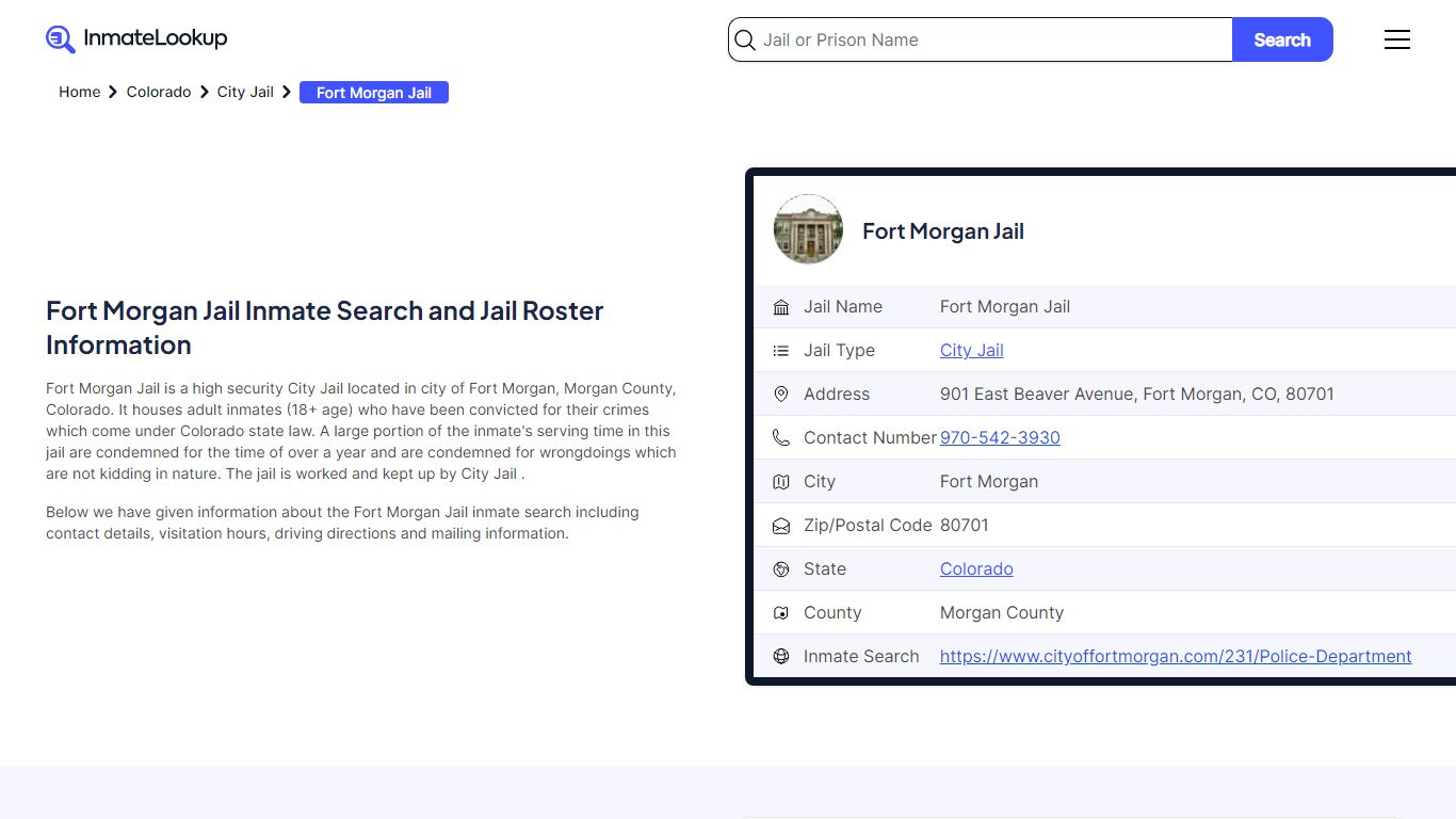 Fort Morgan Jail (CO) Inmate Search Colorado - Inmate Lookup